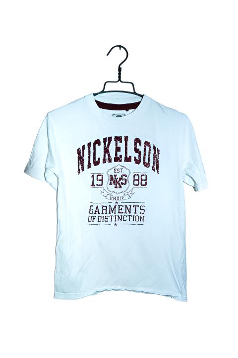 Vintage kid 12-13YRS white Nickelson graphics 90's tees in S|L25 W18|SKU 6562