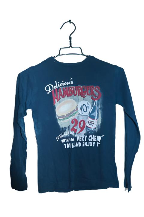 Vintage kids Mayoral Hamburger graphics navy long sleeve tees 14|L26 W18|SKU 6591