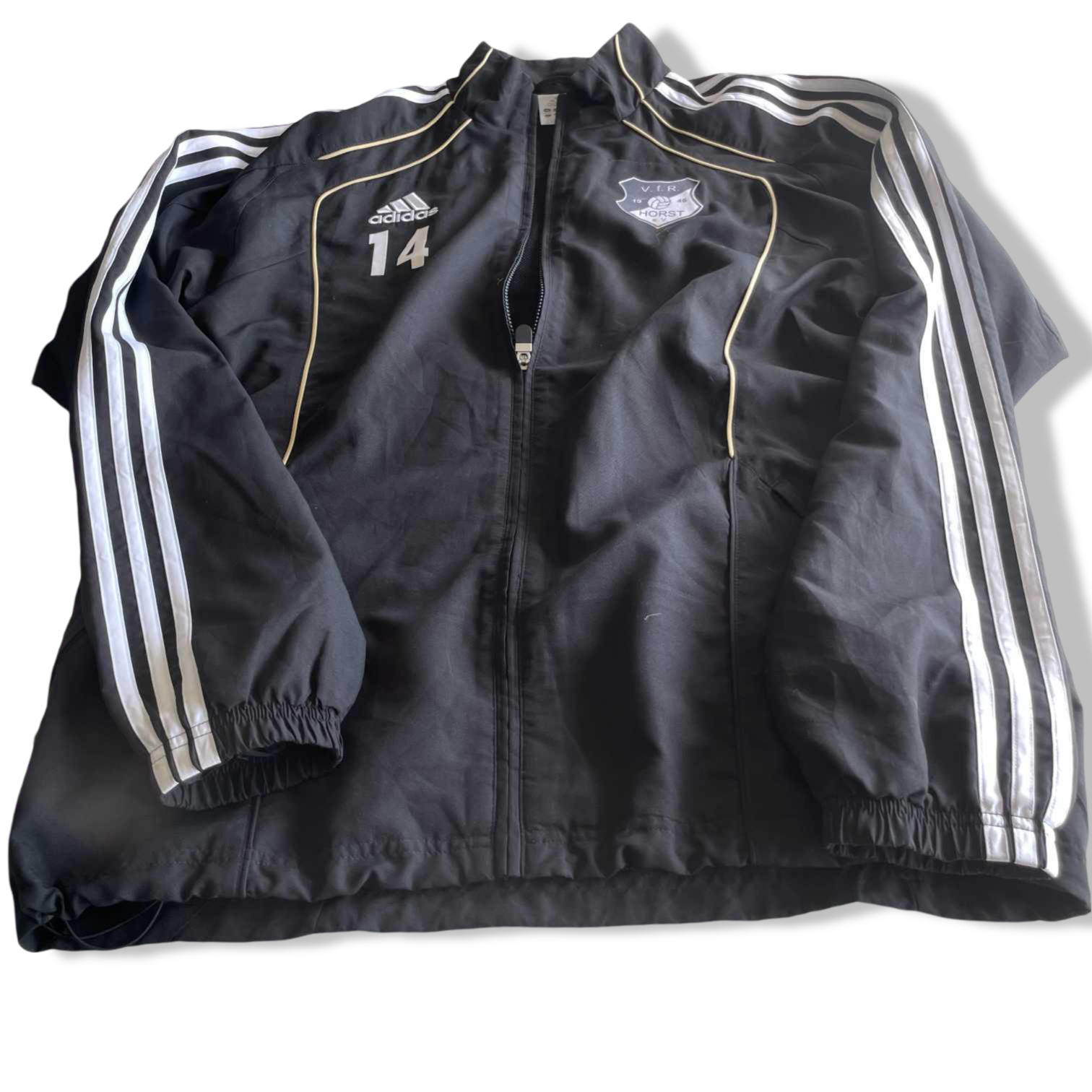 Vintage men Adidas Horst Nord sport black full zip track top in XXL|L34 W24|SKU 5669