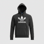 Vintage men Adidas Original big leaf three stripe logo graphics black hoodie in L|L26 W20|SKU 5566