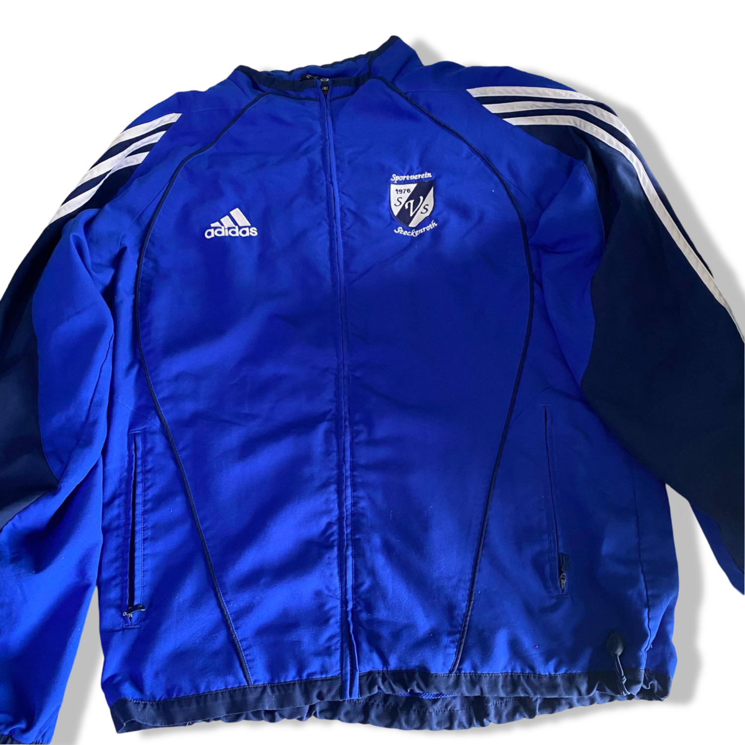 Vintage men Adidas SVS 90's blue colourblock track jacket in M| L28 W26| SKU 3618