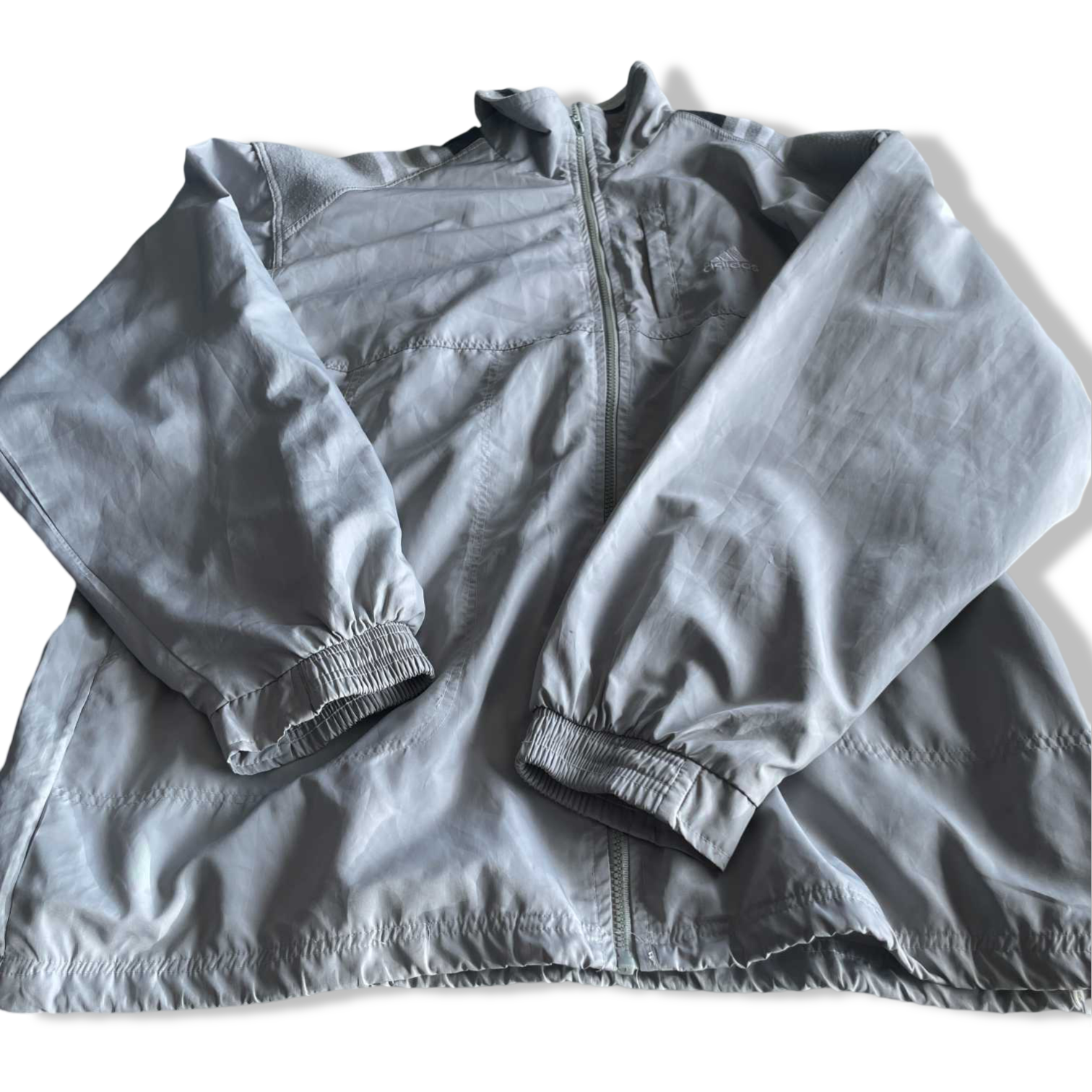 Vintage men Adidas grey full zip wind breaker track jacket in XXL|L34 W23|SKU 5663