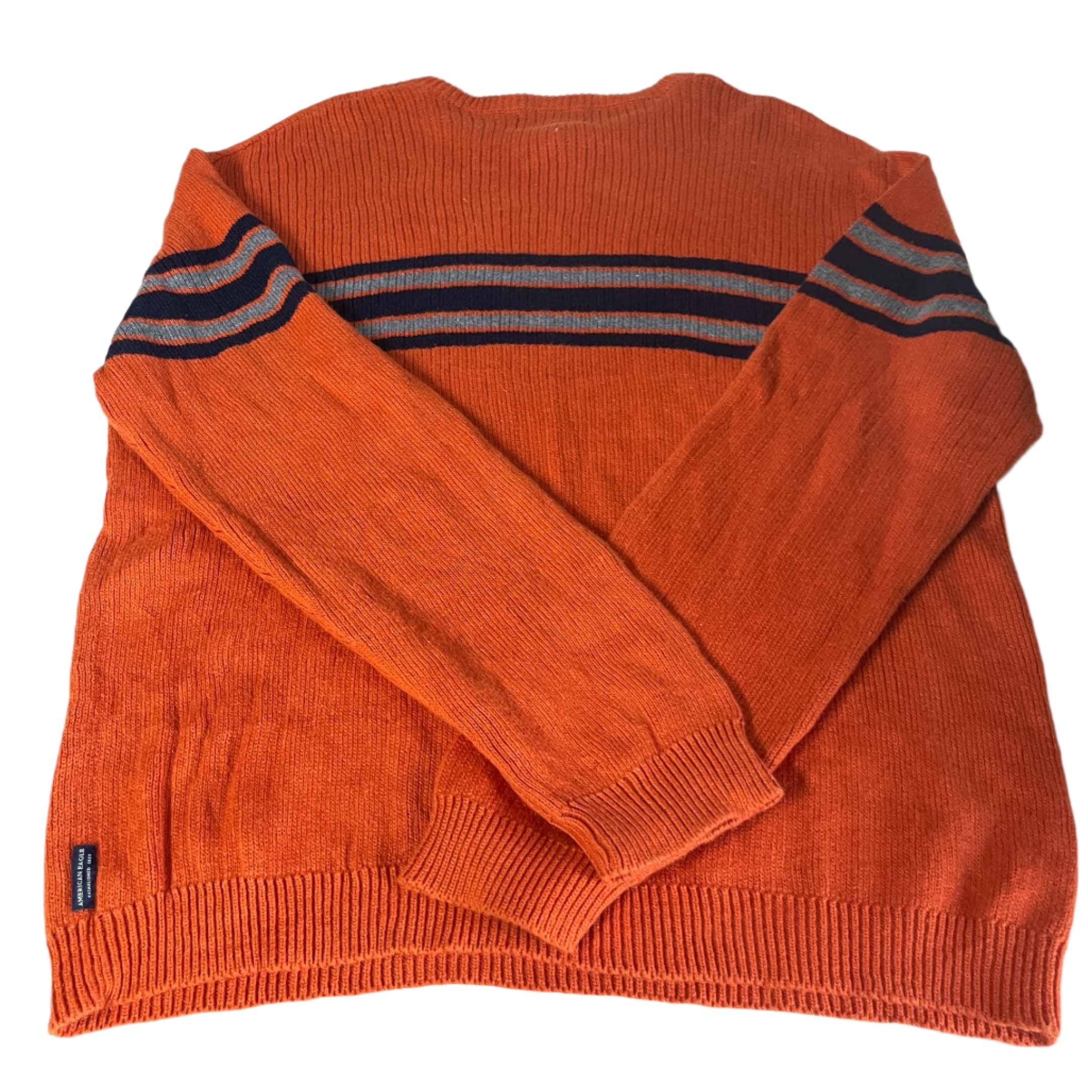Vintage men American Eagle Outfitters orange pattern cable knitted sweatshirt in XL|L29W22|SKU 6492
