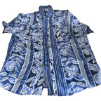Vintage men Bogari blue floral hawaii short sleeve shirt in L/XL|L34 W22|SKU 6453