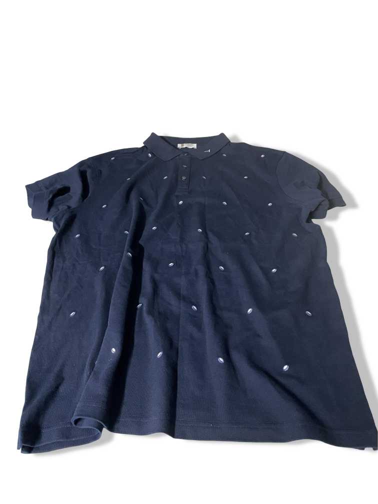 Vintage men Charles Tyrwhitt England Rugby navy blue patterned polo shirt in XL|L31W22|SKU 5474