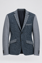 Vintage men Desigual grey tweed check casual fitted blazer in L|L34 W22|SKU 6653