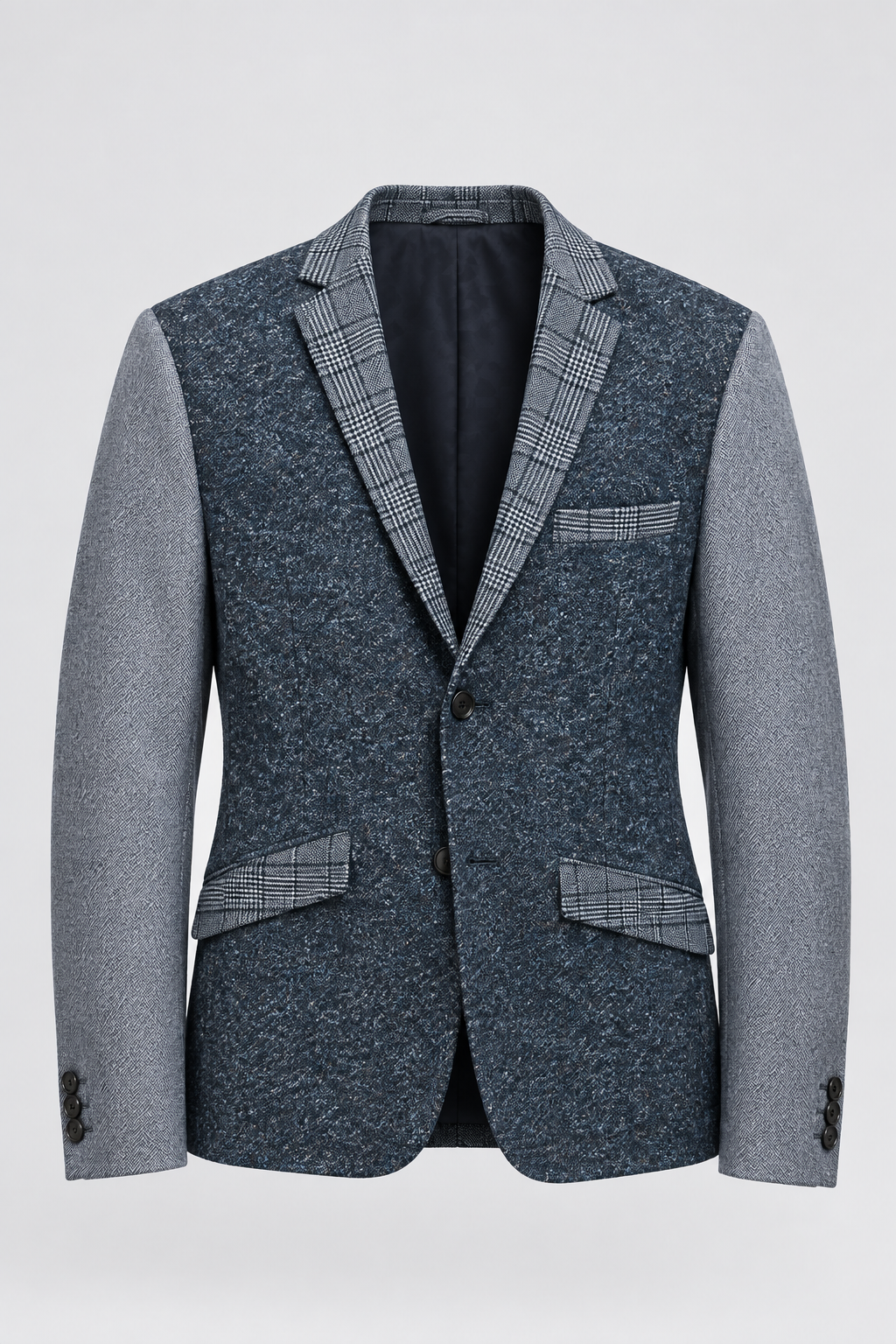 Vintage men Desigual grey tweed check casual fitted blazer in L|L34 W22|SKU 6653