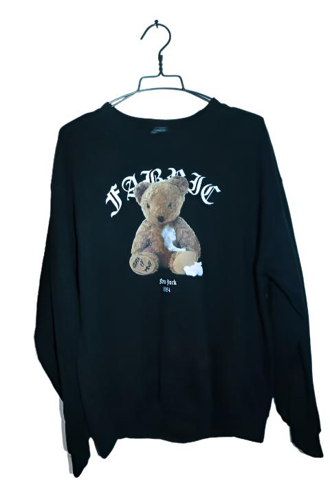 Vintage men Fabric bear graphics 90's black sweatshirt in M|L30 W23|SKU 6580