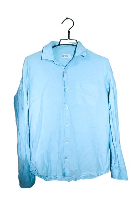 Vintage men GAP sky blue long sleeve plain regular fit shirt in M|L29 W22|SKU 6595