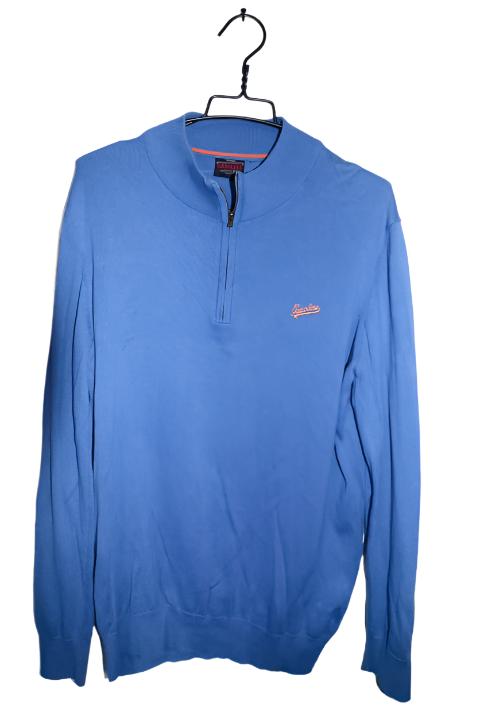 Vintage men Gasoline blue oversize 1/4 zip mock neck sweatshirt XL|L31 W22|SKU 6703