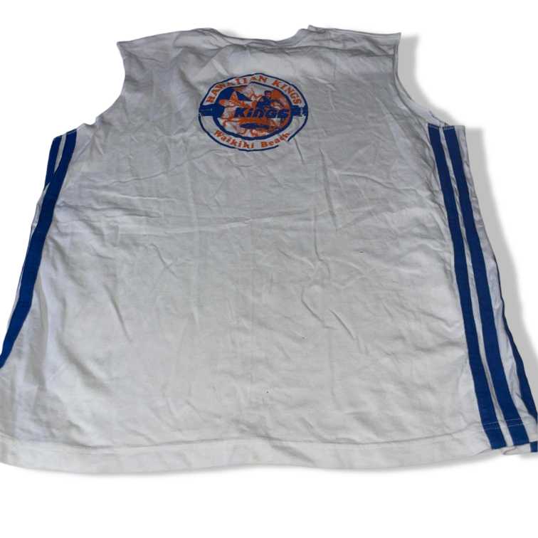 Vintage men Hawaiin King Waikiki Beach white Tank Top in M|L28 W20| SKU 5494