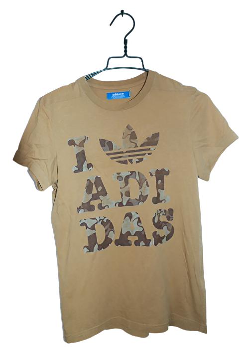 Vintage men I love Adidas graphics brown Adidas tees in M|L27 W18|SKU 6553