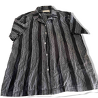 Vintage men Incu Collection black & white stripe short sleeve shirt in M|L31 W19|SKU 6373