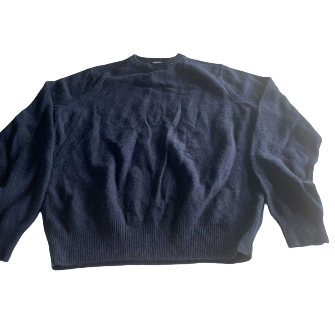 Vintage men M&S extra fine Lambswool knited crew neck navy sweatshirt in L|L26 W20|SKU 5560