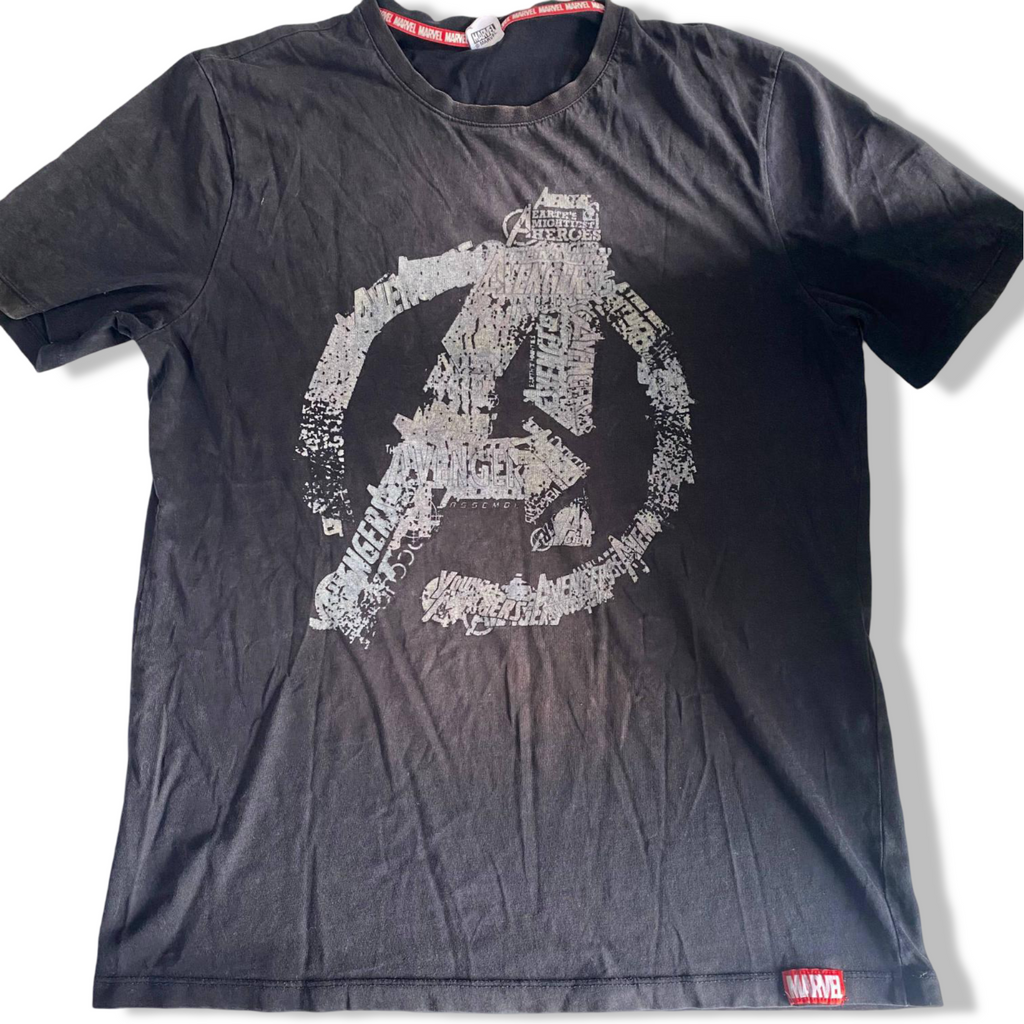 Vintage men Marvel Avengers logo print black short sleeve tees in M|L20 W14|SKU 6319