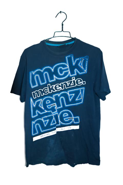 Vintage men Mckenzie original 90's navy blue graphics tees in M|L30 W20|SKU 6605