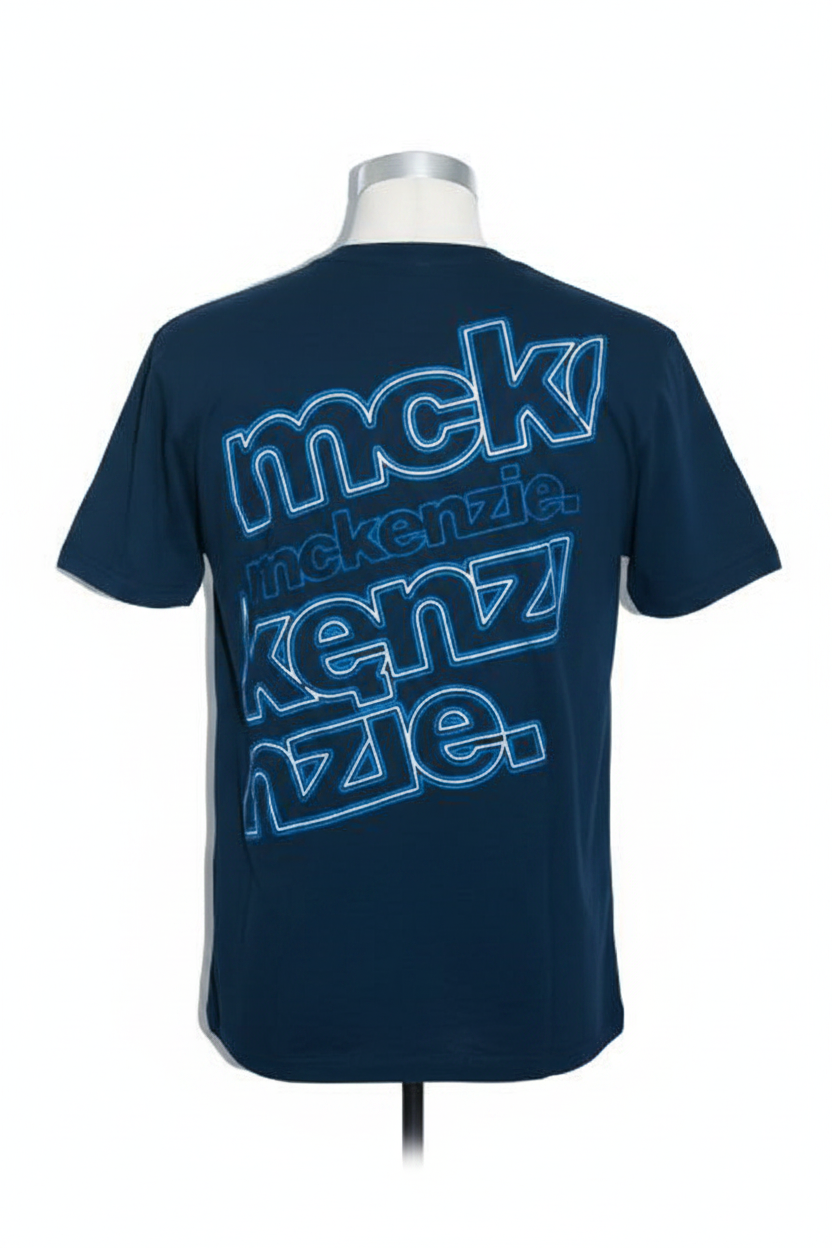 Vintage men Mckenzie original 90's navy blue graphics tees in M|L30 W20|SKU 6605