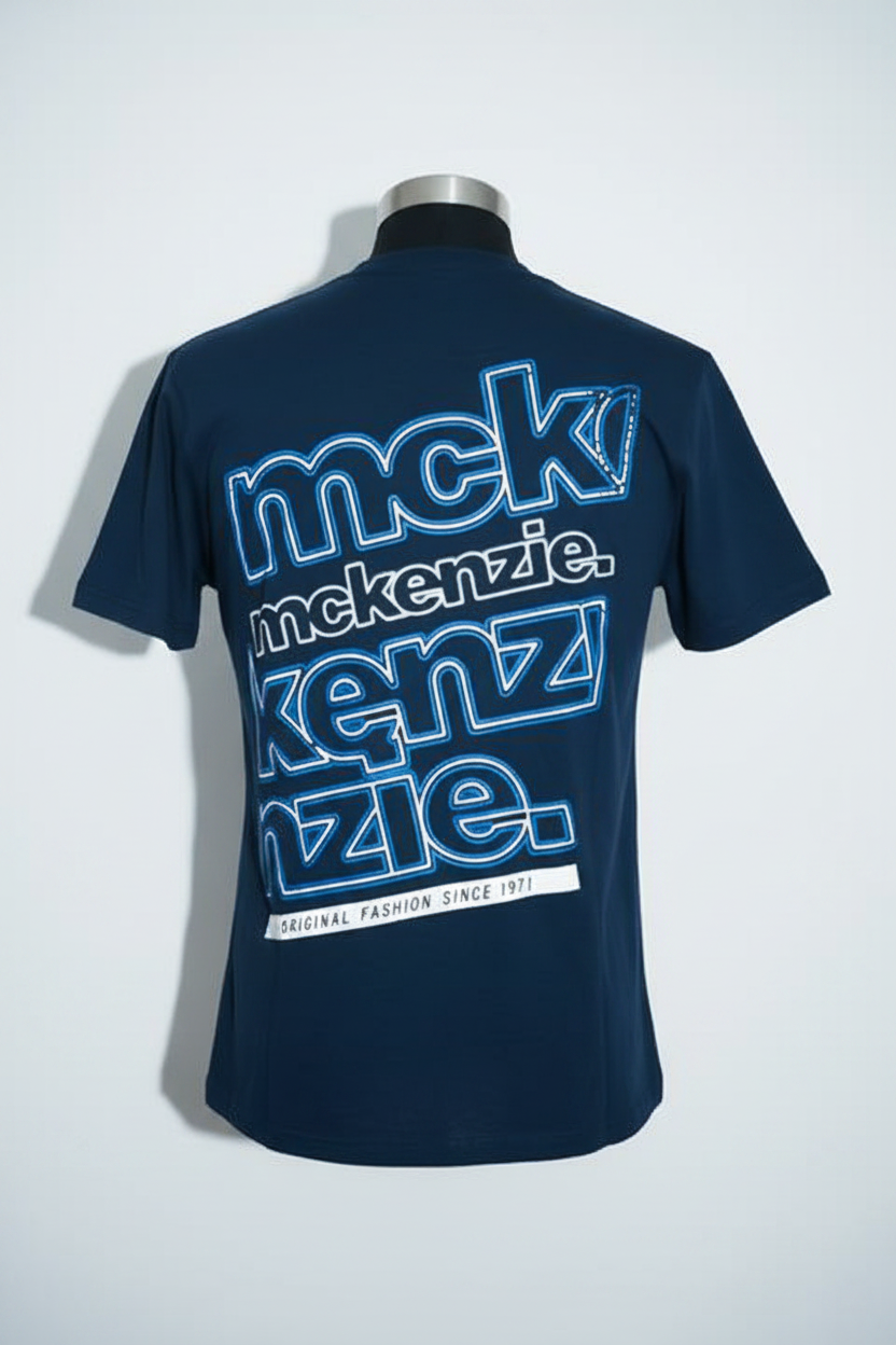 Vintage men Mckenzie original 90's navy blue graphics tees in M|L30 W20|SKU 6605