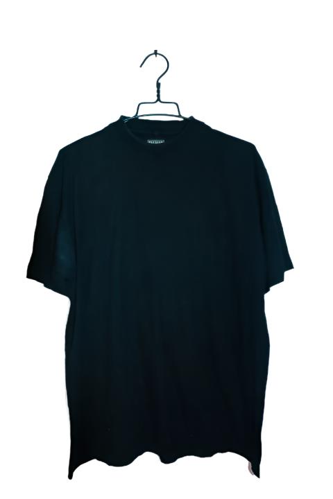Vintage men Picdor plain black short sleeve mock neck tees in m|L31 W22|SKU 6593