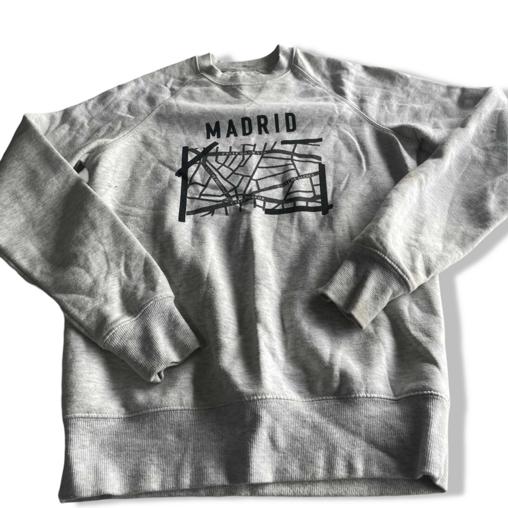Vintage men Primark Madrid graphics grey sweatshirt in S|L26 W19|SKU 5580