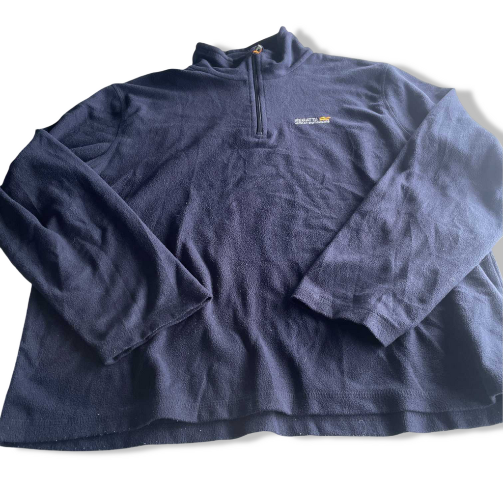 Vintage men Regatta great outdoor  navy blue 1/4 zip high neck fleece sweater in XL|L30 W23|SKU 5586