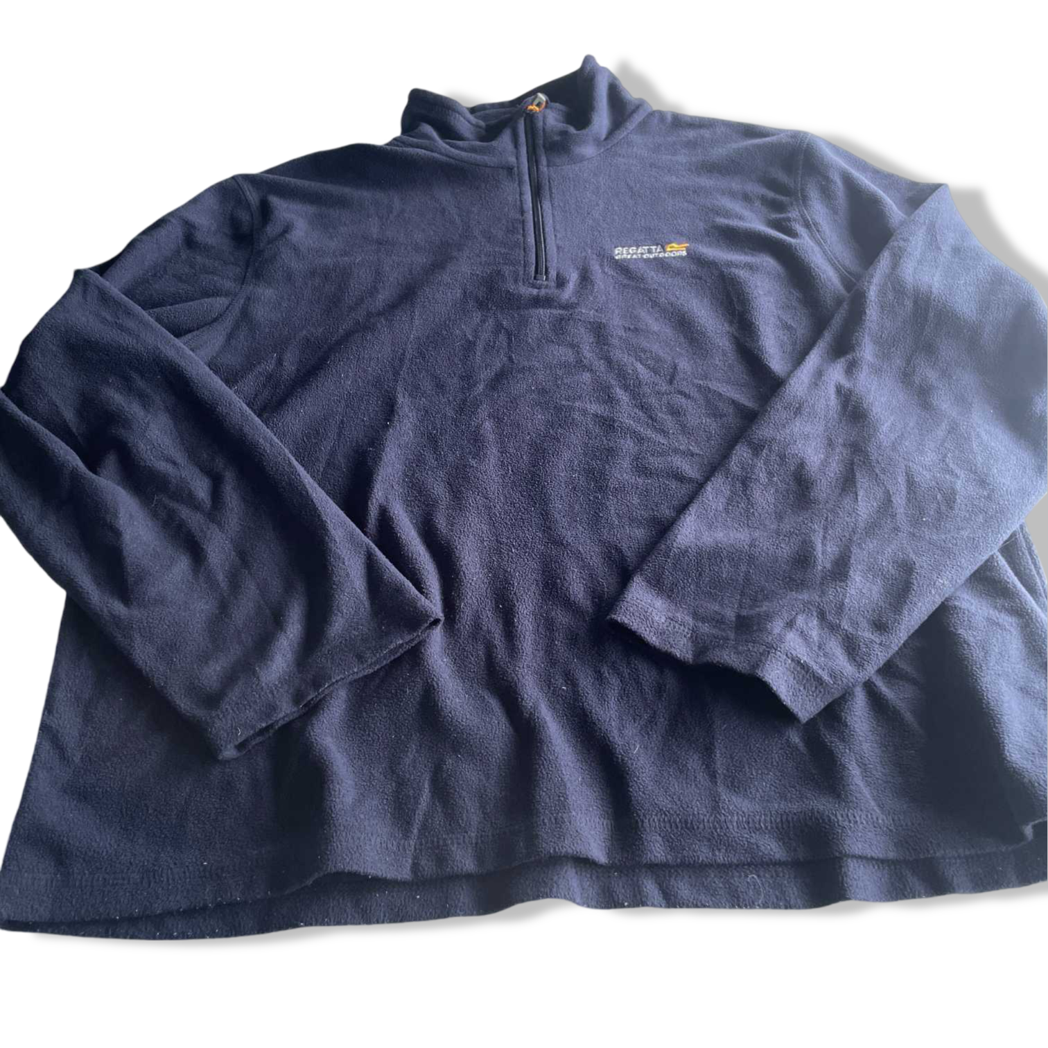 Vintage men Regatta great outdoor  navy blue 1/4 zip high neck fleece sweater in XL|L30 W23|SKU 5586