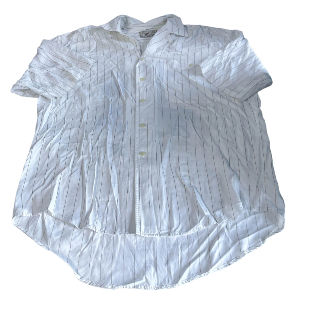 Vintage men Robert Le cam white stripe short sleeve shirt size 39|L33W22|SKU 6448