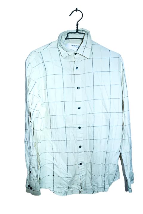 Vintage men Selected Homme cream check flannel long sleeve shirt M/L|L33W21|SKU 6630