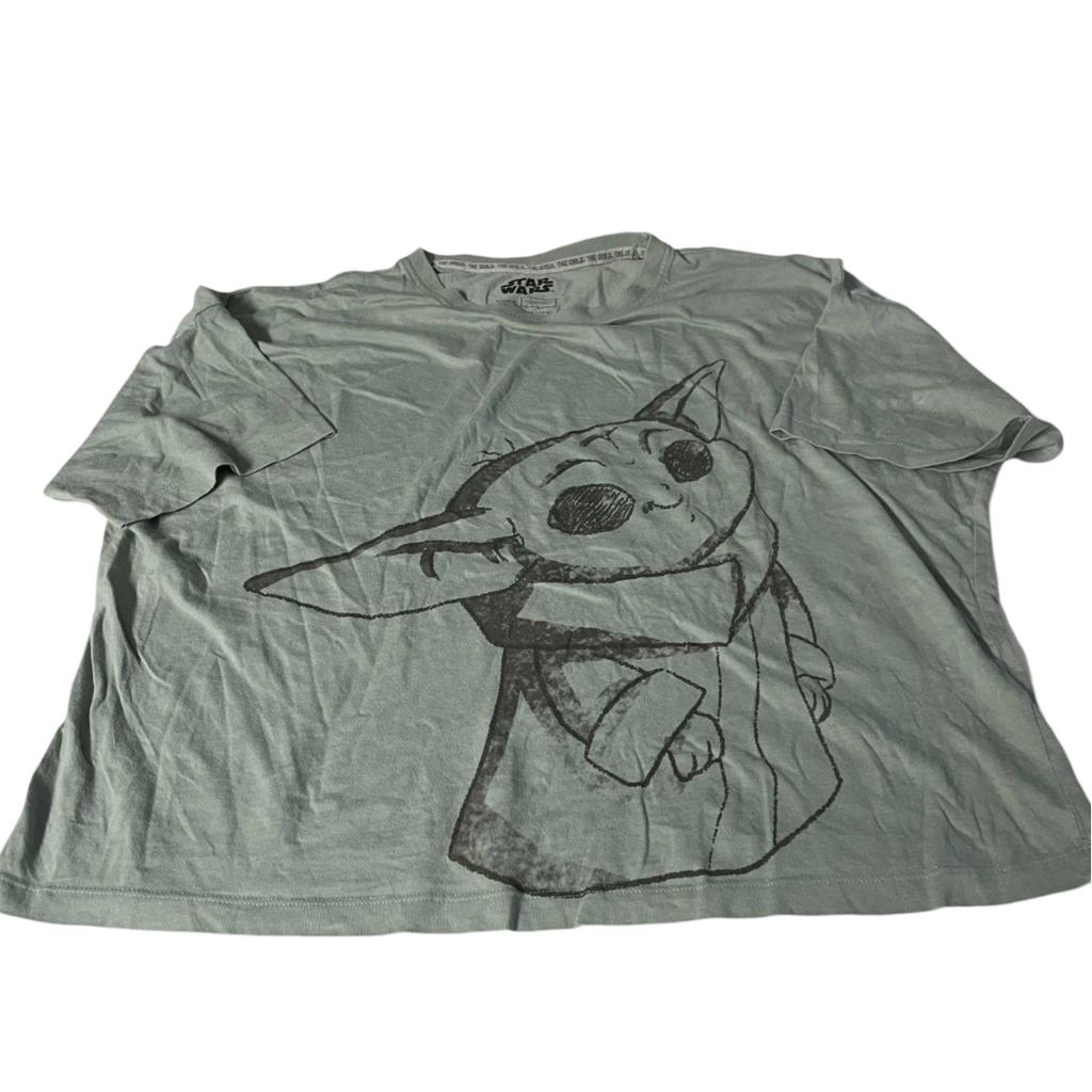 Vintage men Star wars baby yoda grogu graphics green short sleeve tees in M|L23 W23|SKU 5534