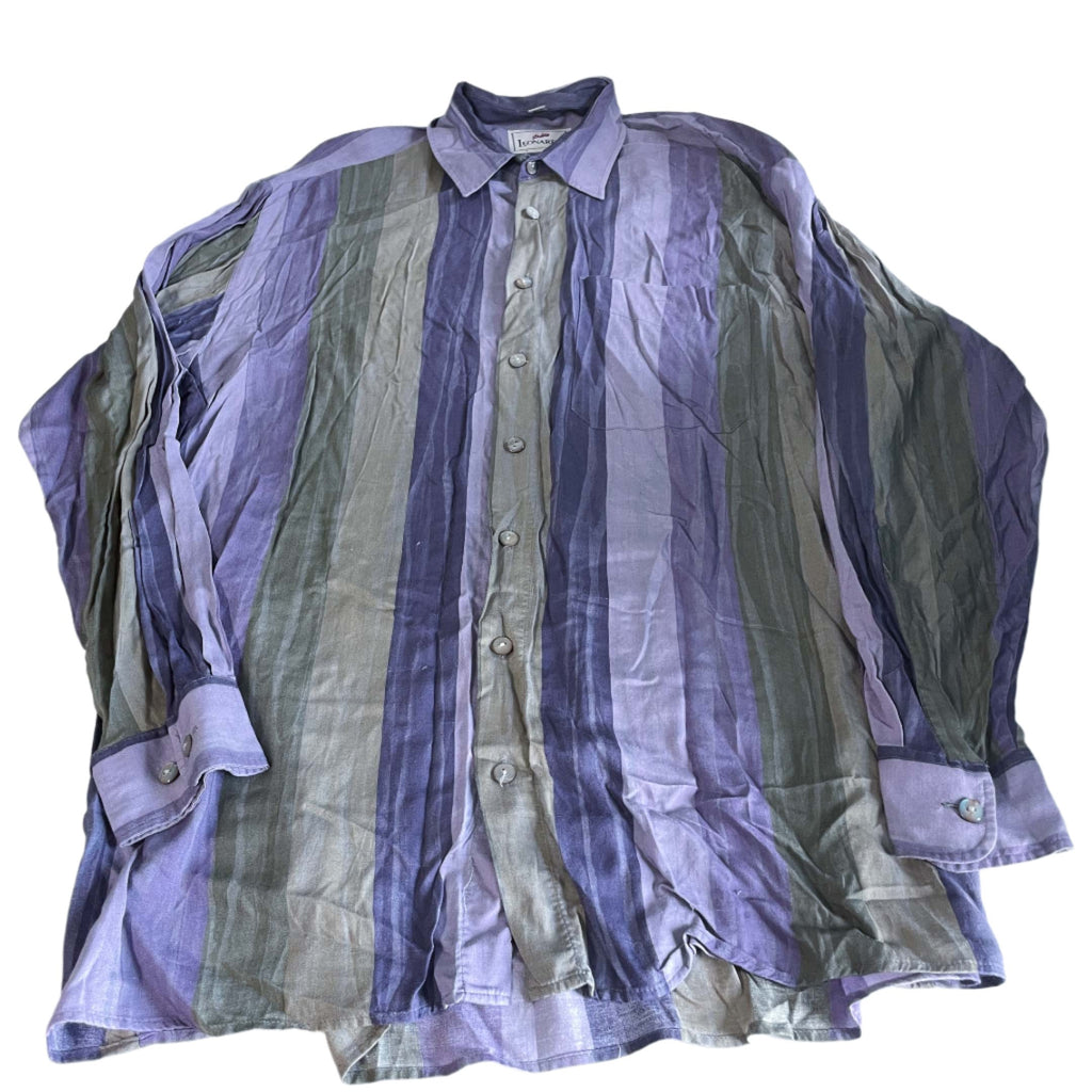Vintage men Studio Leonardo multi stripe long sleeve shirt in L|L33 W22|SKU 6454