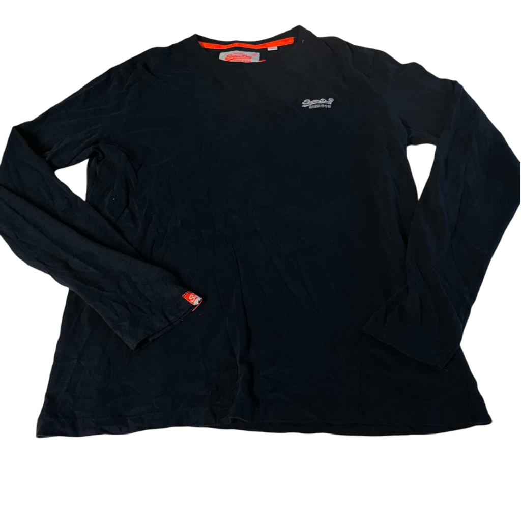 Vintage men Superdry black long sleeve tees in L|L27 W20|SKU 5542