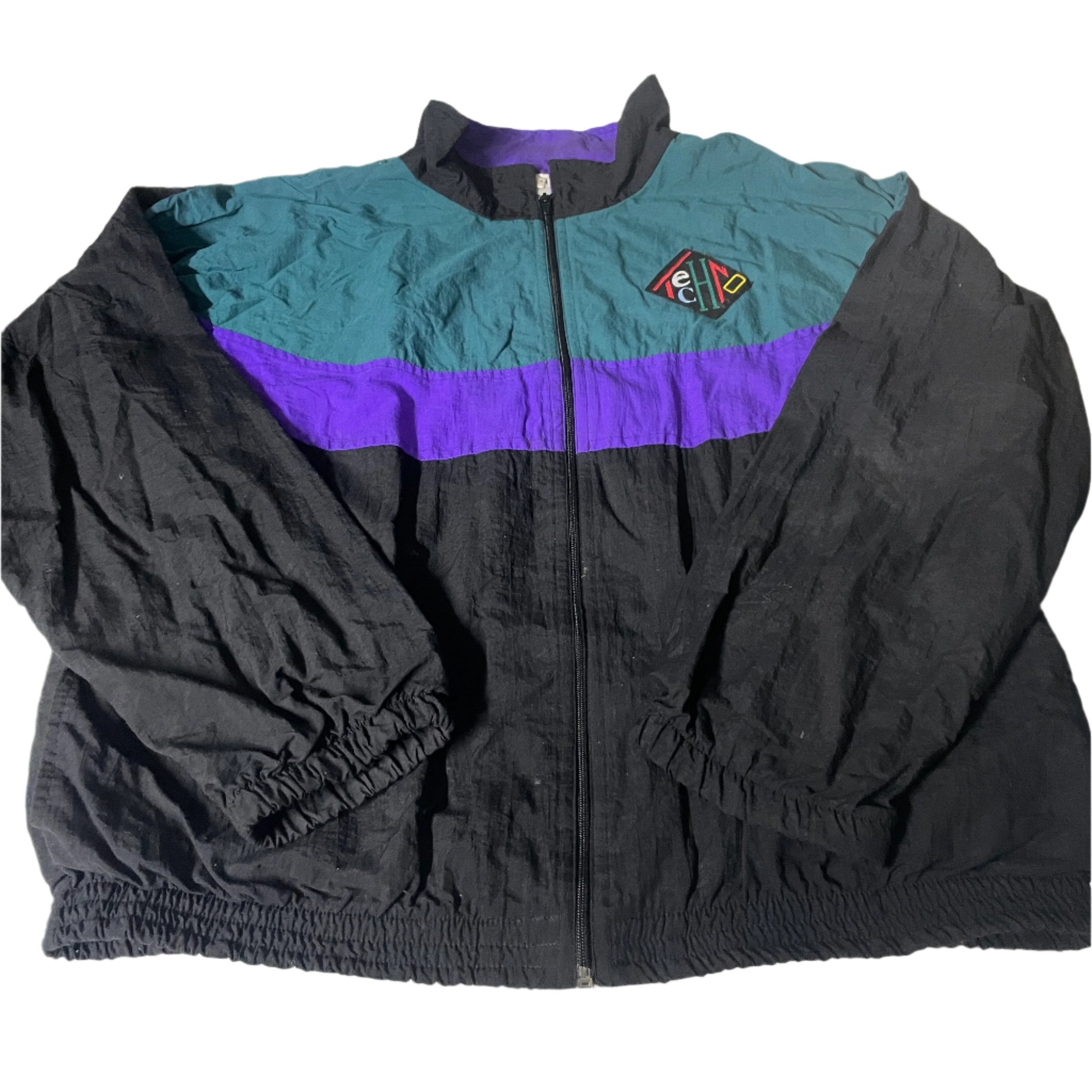 Vintage men Tajura multi colorblock polyester wind breaker jacket in XL|SKU 6538