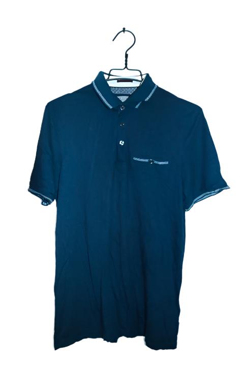 Vintage men Ted Baker London navy short sleeve polo in M|L27 W21|SKU 6611