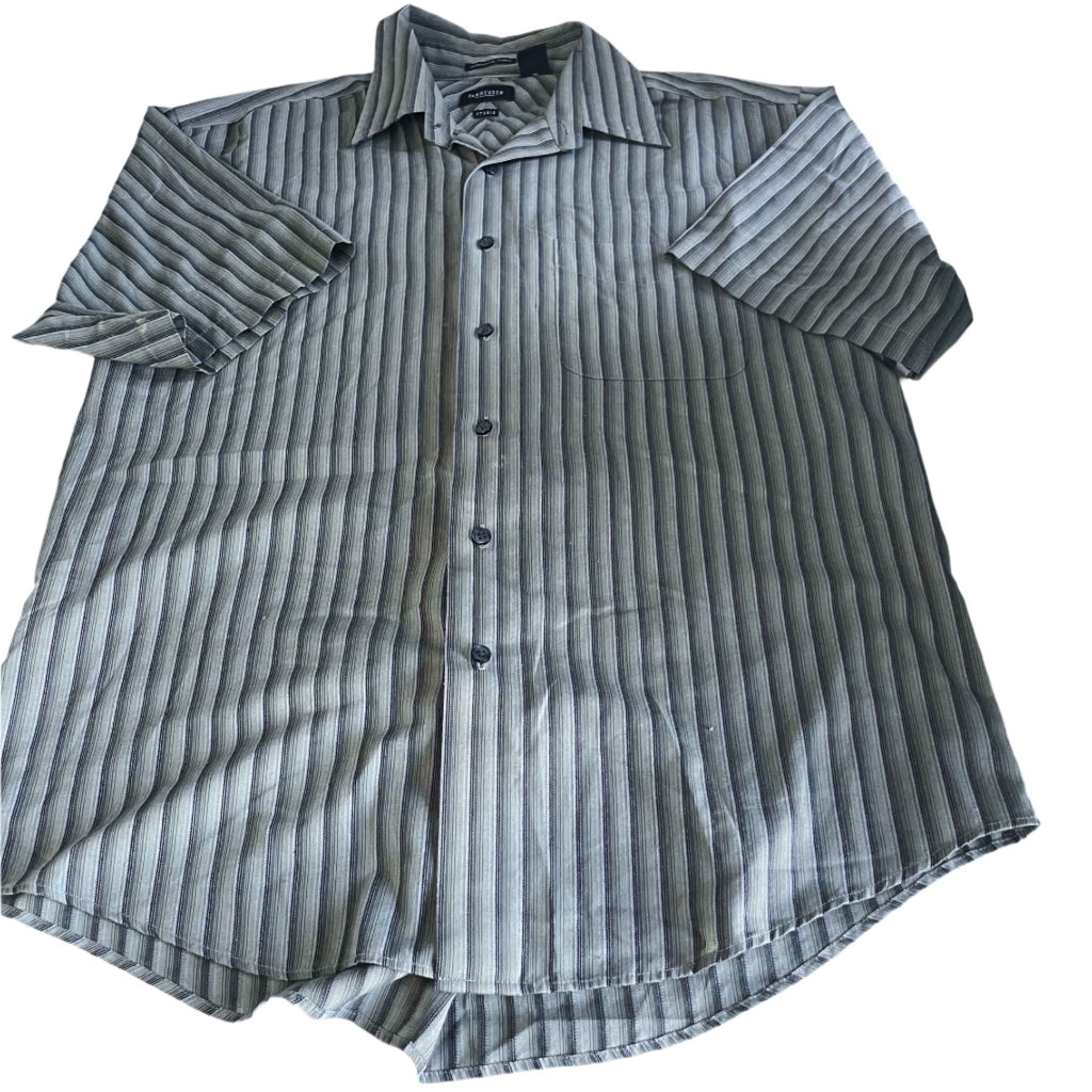 Vintage men Vanheusen studio grey stripe short sleeve tees in M|L32 W21|SKU 6446