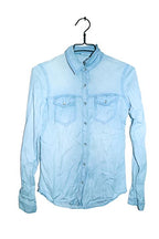 Vintage men Vila blue denim long sleeve shirt in XS|L27 W17|SKU 6543
