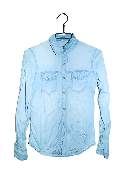 Vintage men Vila blue denim long sleeve shirt in XS|L27 W17|SKU 6543
