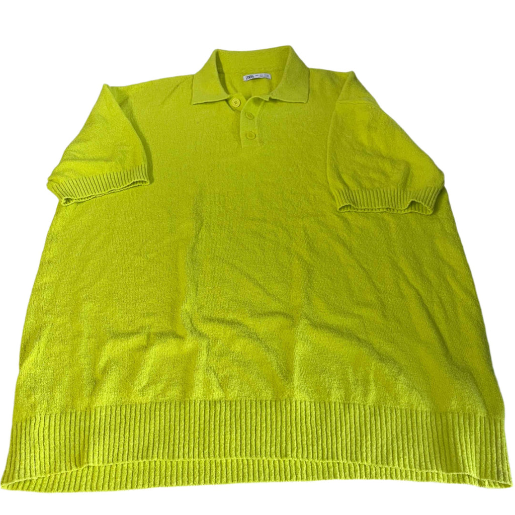 Vintage men Zara Mint green short sleeve polo shirt in L|L31 W24|SKU 6485