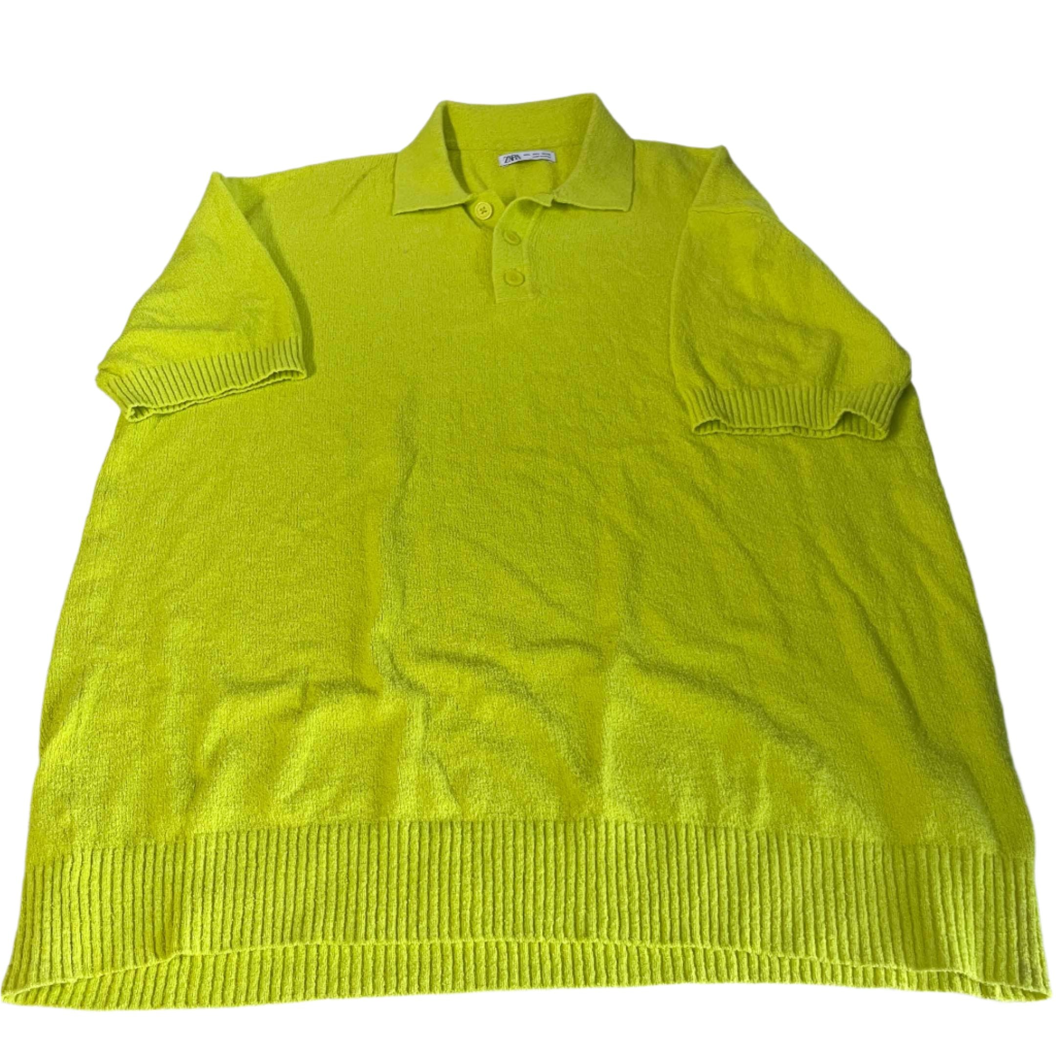 Vintage men Zara Mint green short sleeve polo shirt in L|L31 W24|SKU 6485