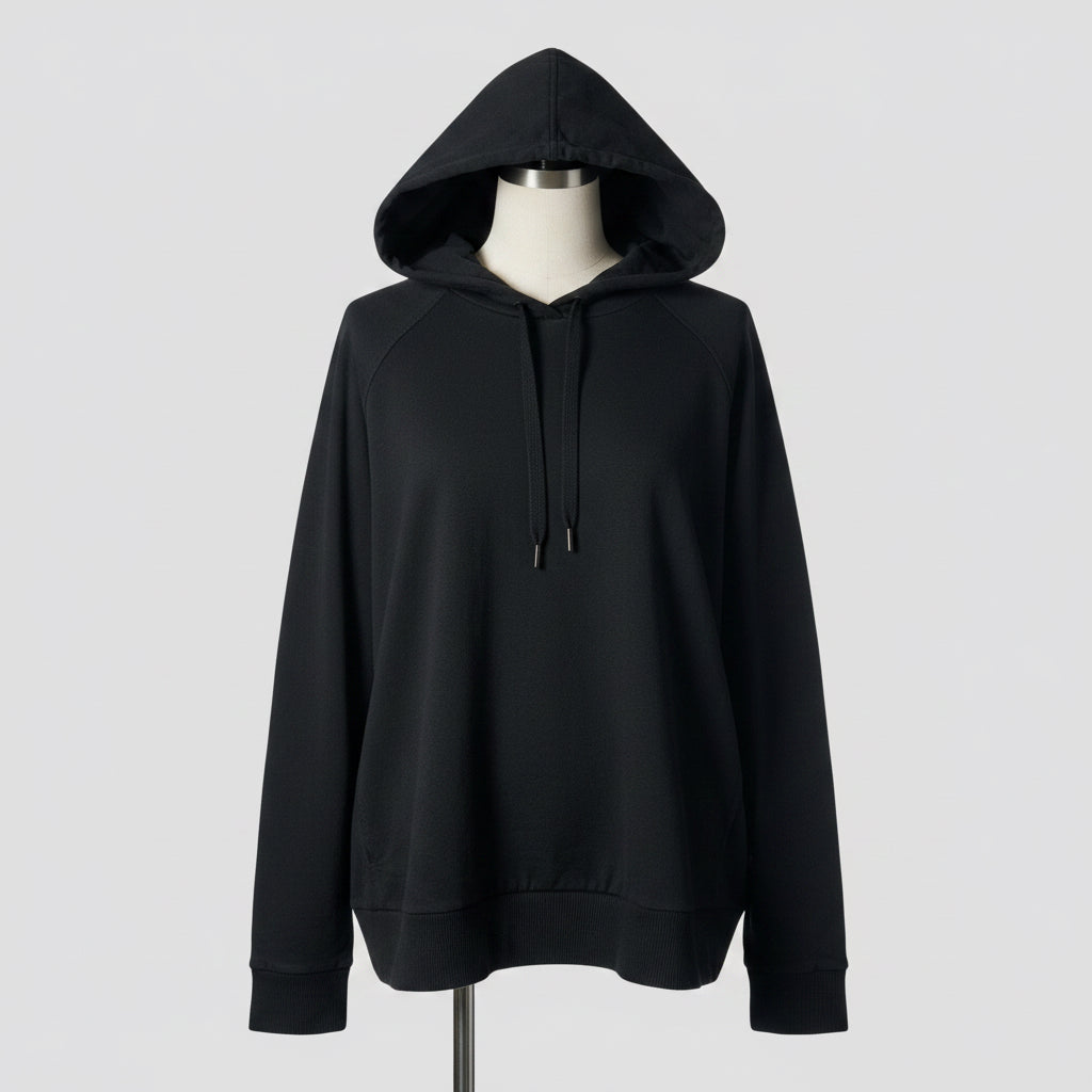 Vintage men black Banana Republic drawstring rayon hoodie in M|L25 W20|SKU 6530