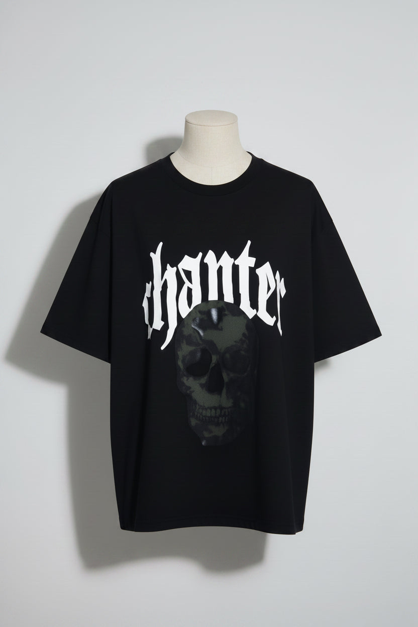 Vintage men black Chapter chanter graphics oversize tees in 2XL|L32W26|SKU 6638