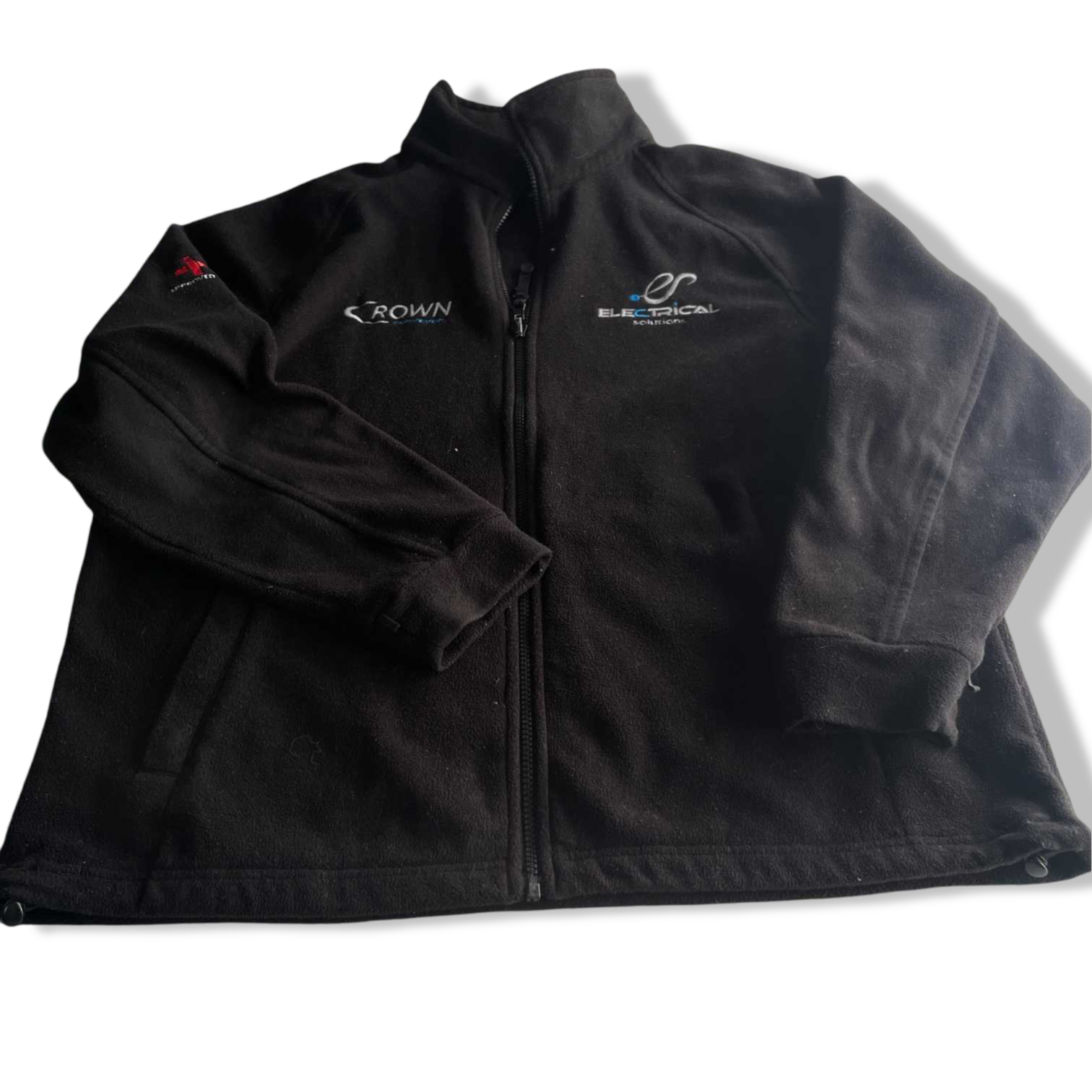 Vintage men black Crown Conveyor fleece full zip high neck cardigan in L|L31W21|SKU 5704