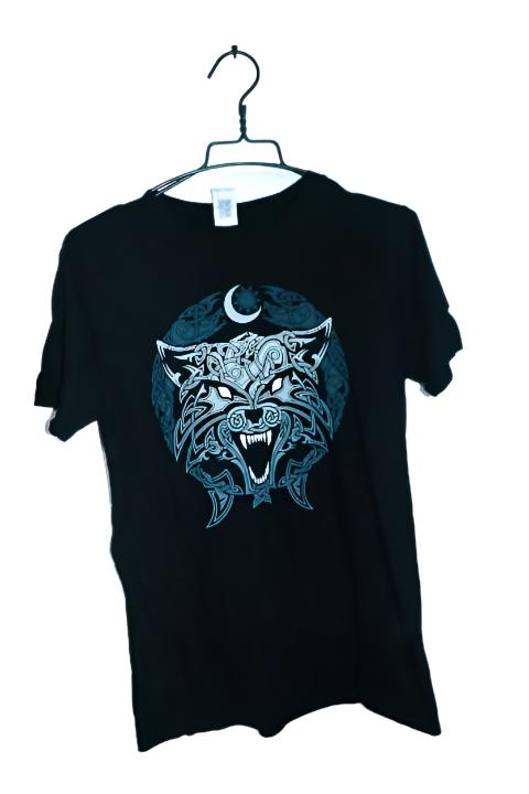 Vintage men black Gildan sofstyle Ring Spun Ragnarok Wolves graphics black tees in M|L27 W19|SKU 6566