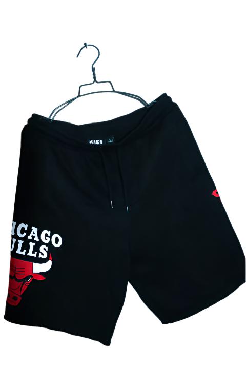 Vintage men black NBA Chicago Bulls logo print drawstring short in L|L9 W34|SKU 6582