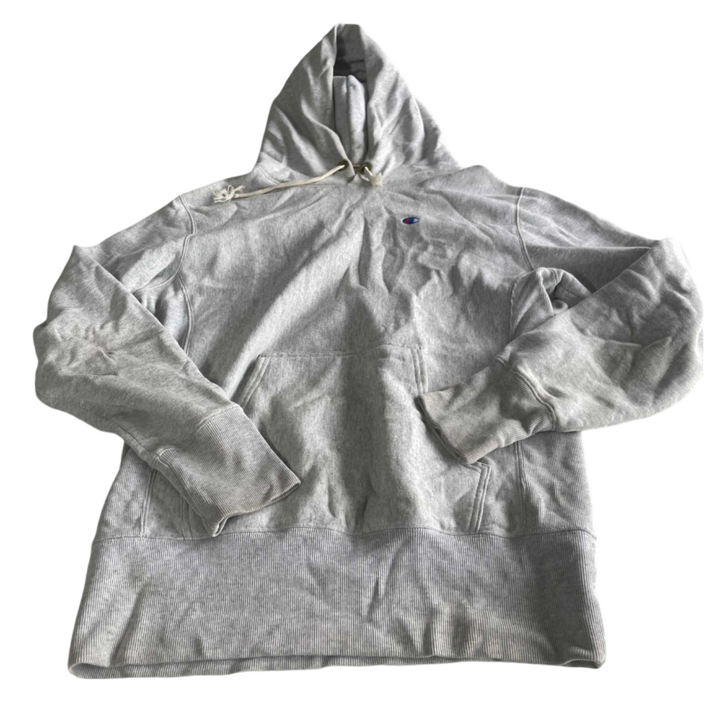 Vintage men champion grey regular fit hoodie in M|L27 W20| SKU 5567
