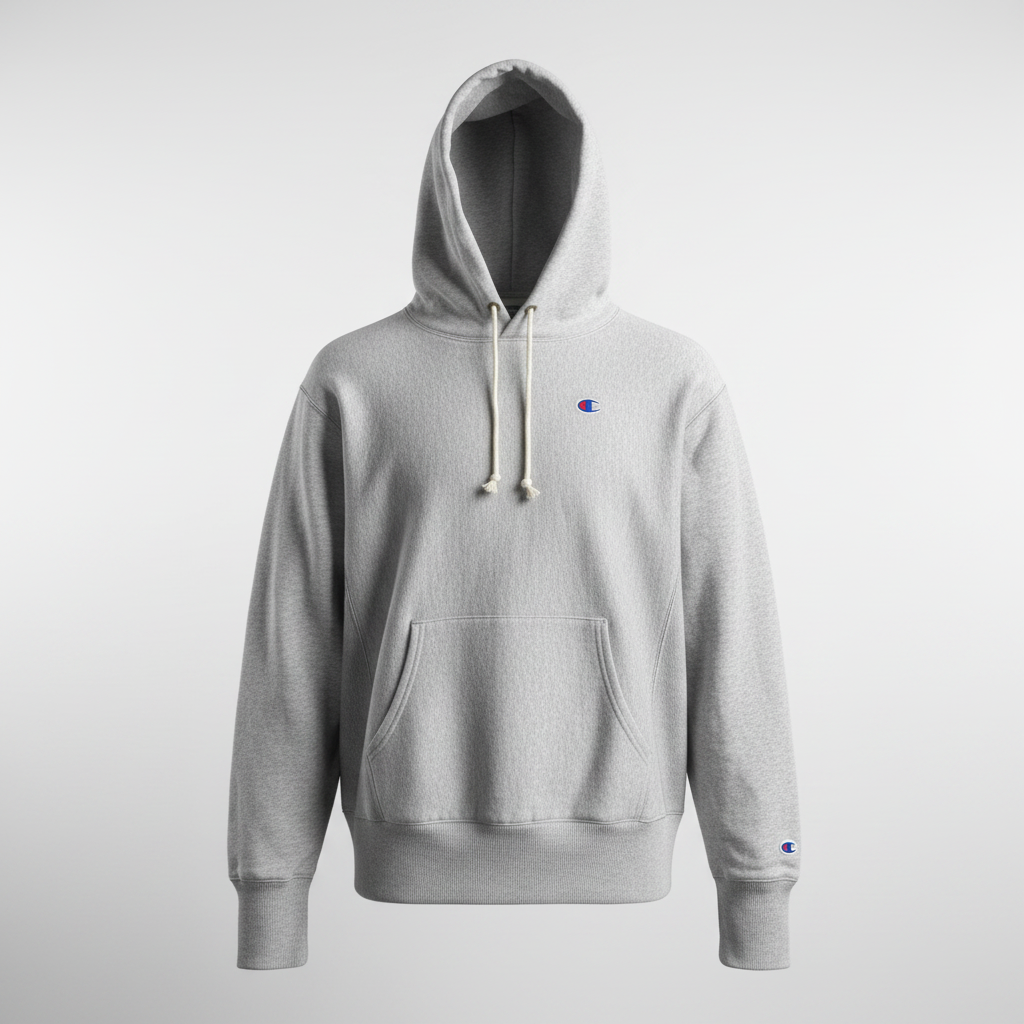 Vintage men champion grey regular fit hoodie in M|L27 W20| SKU 5567