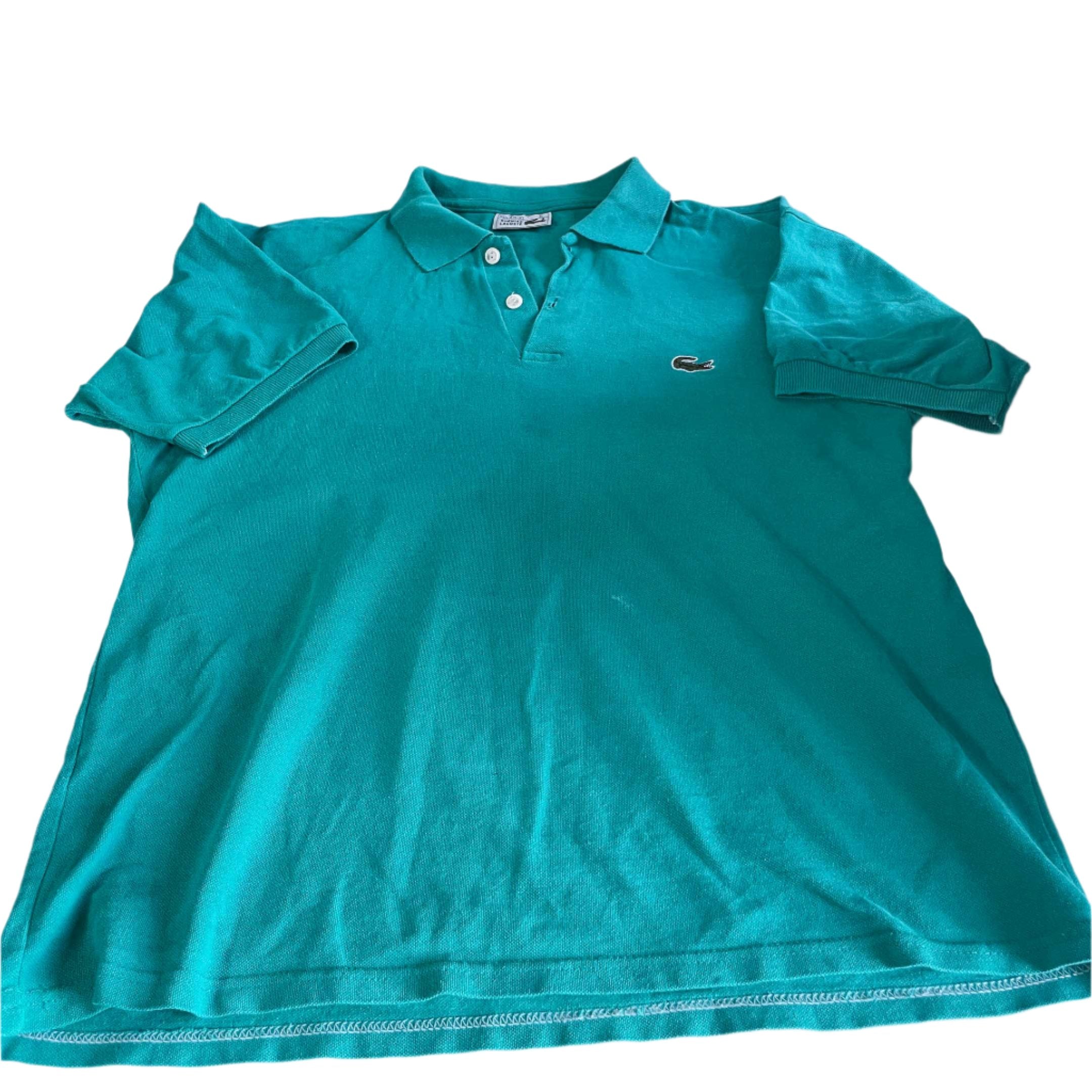 Vintage men green Lacoste Chemise made in France oversize polo shirt in XL|L28 W21|SKU 6459
