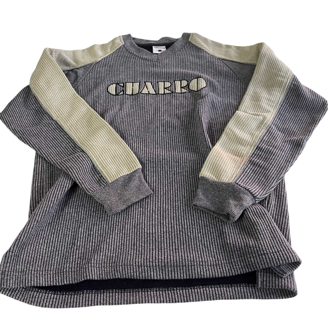 Vintage men grey Charro thick V-neck sweatshirt in L|L30 W20| SKU 5552