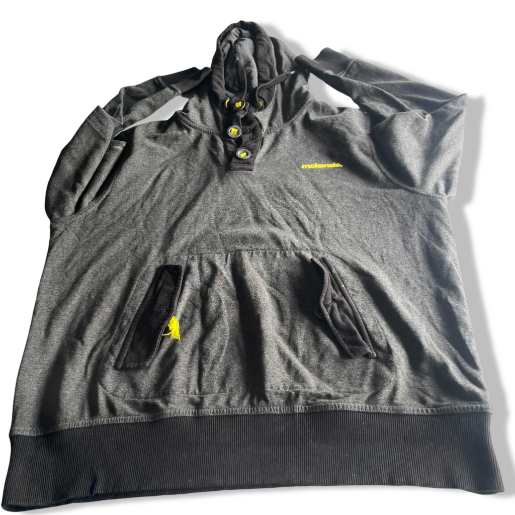 Vintage men grey Mckenzie 1/4 button hoodie in XL| L28 W22|SKU 5609