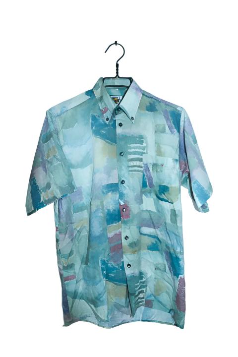 Vintage men multi hawaiin abstract 90's short sleeve shirt in M|L33 W21|SKU 6588