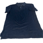 Vintage men plain black short sleeve polo slim fit shirt in M|L27 W20|SKU 5544